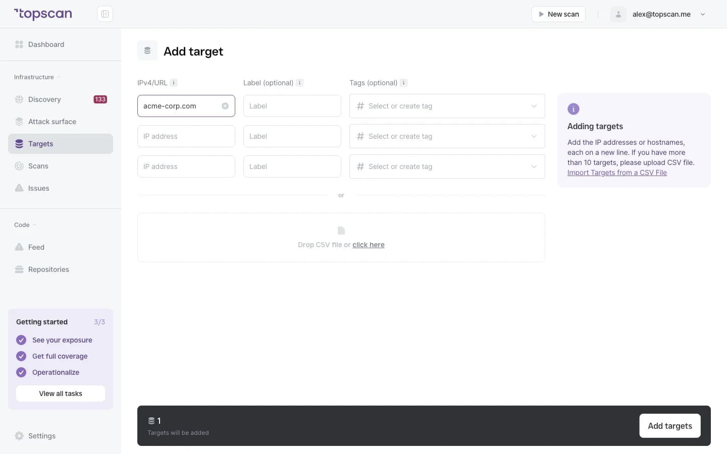 Topscan: adding a domain