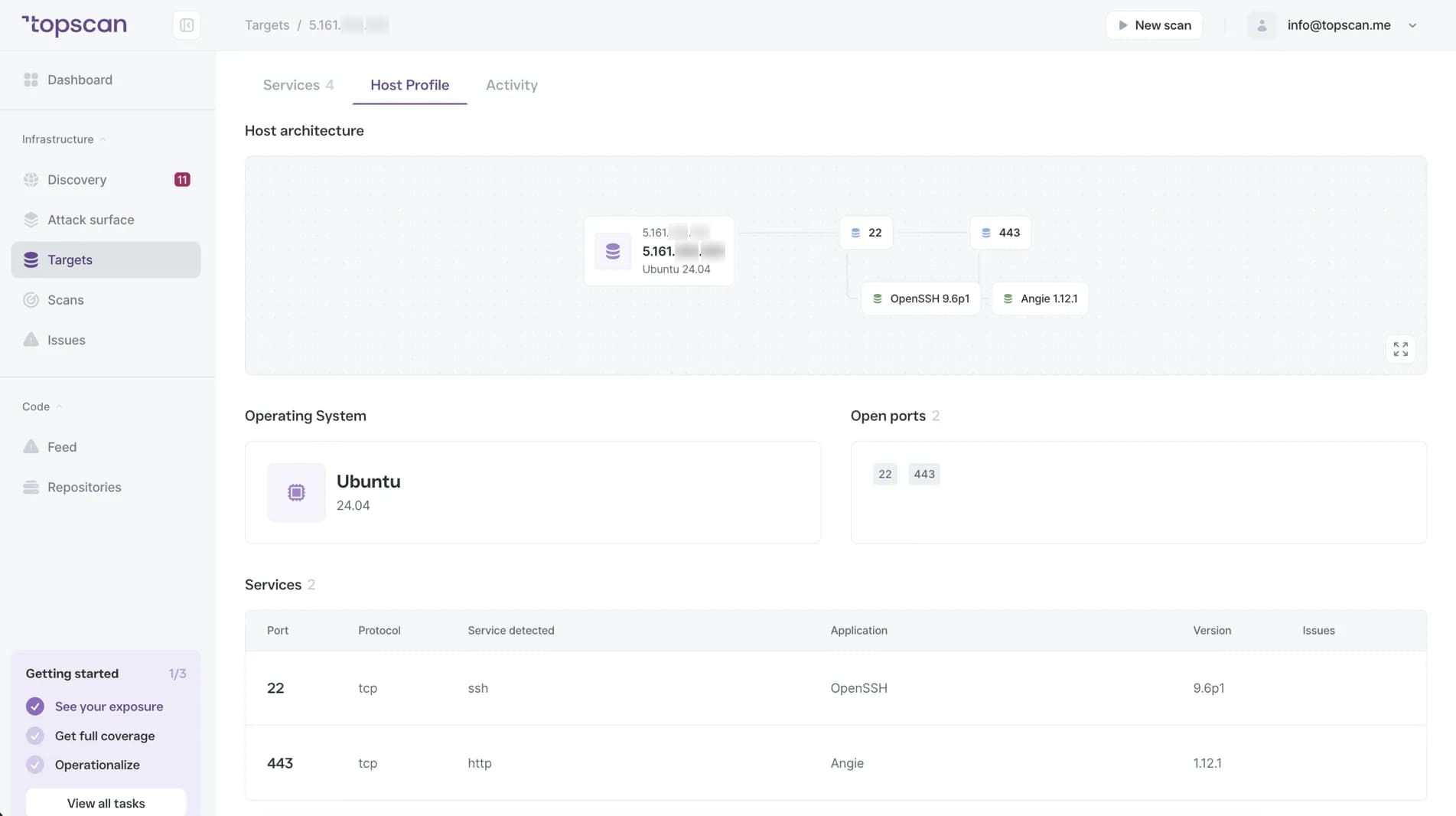 Topscan: host profile with ports, services and TLS