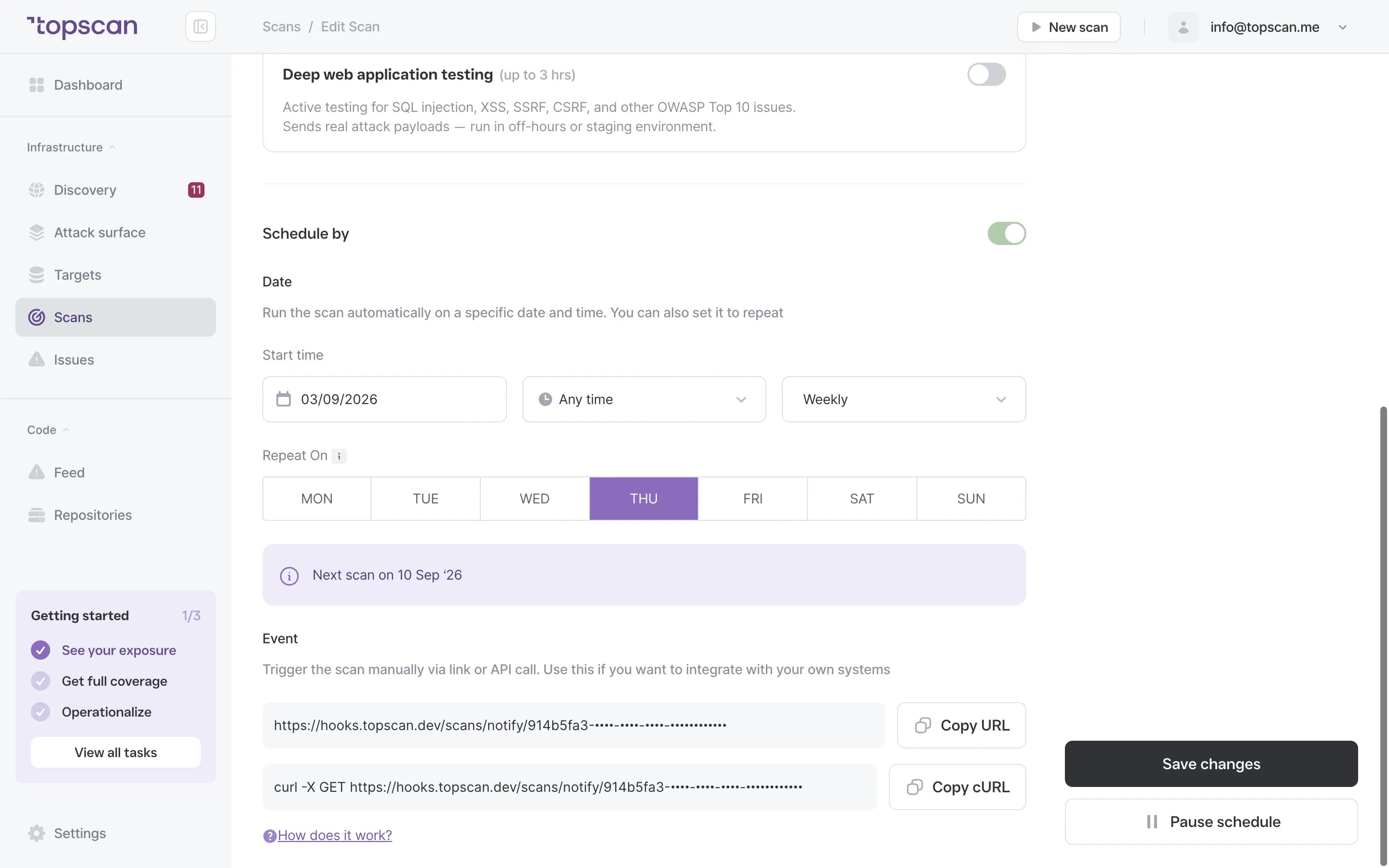 Topscan: the event link that starts a scan from a pipeline