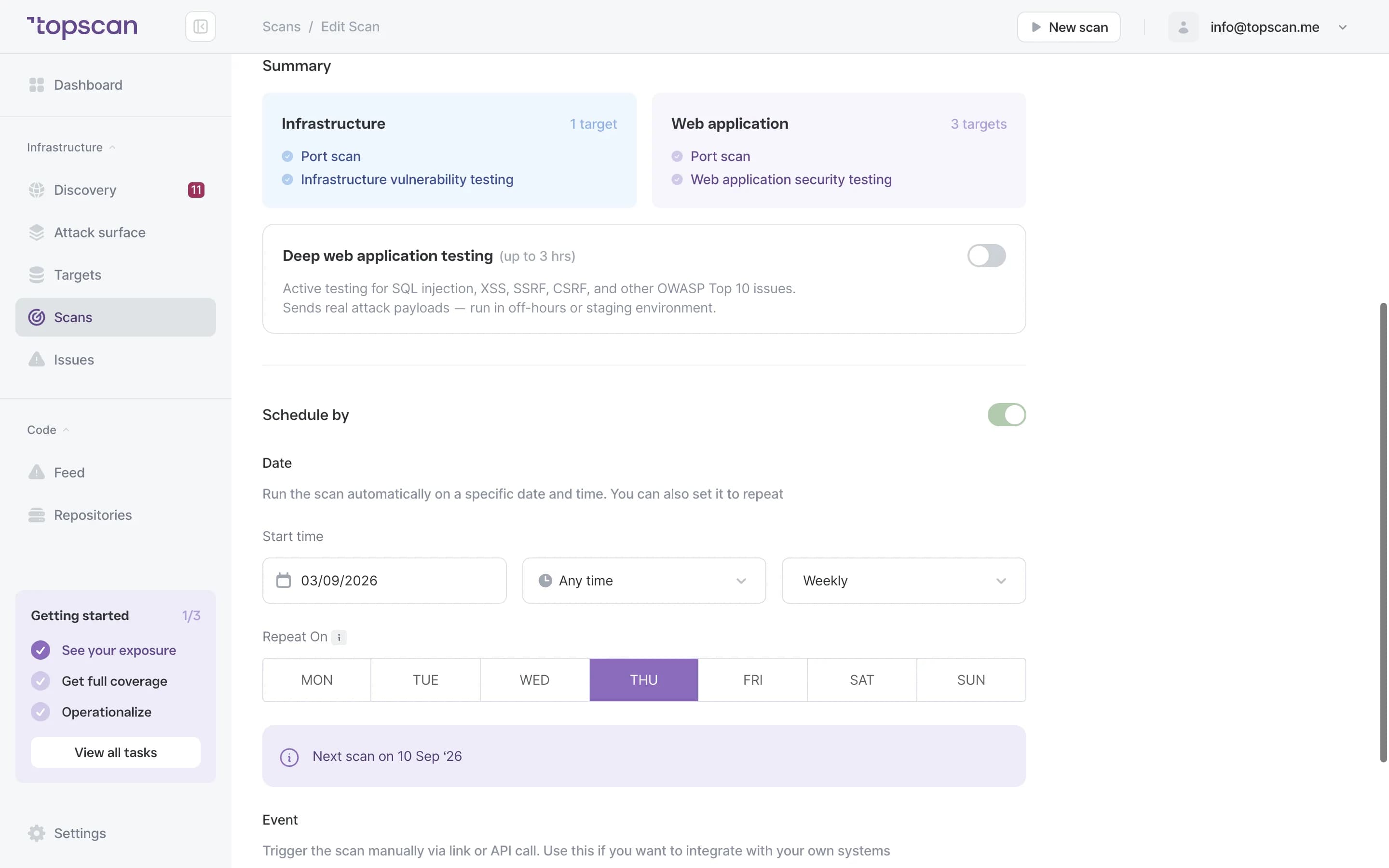 Topscan: recurring scan schedule